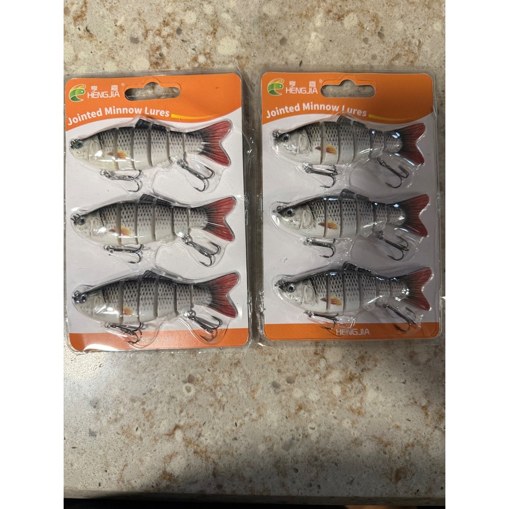 Hengjia 6 Pack Jointed Minnow Lures Multi Segmented Swimbait Hard Bait 4in